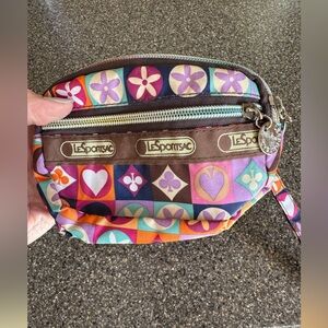 LeSportsac Double Zip Wristlet Coin Pouch – Colorful Floral & Card Print